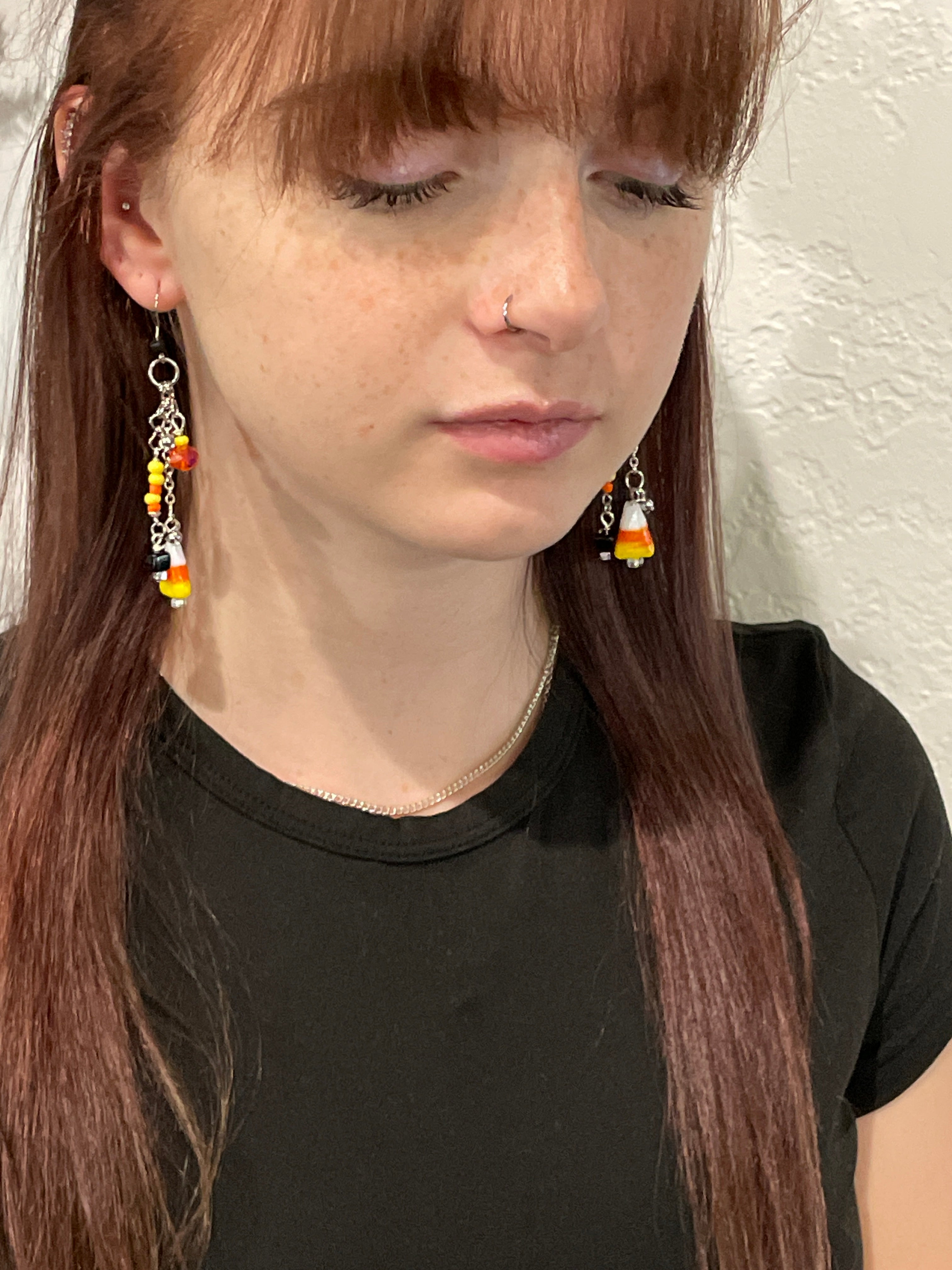 Halloween Candy Corn Bead Earrings PAIR (STYLE A)