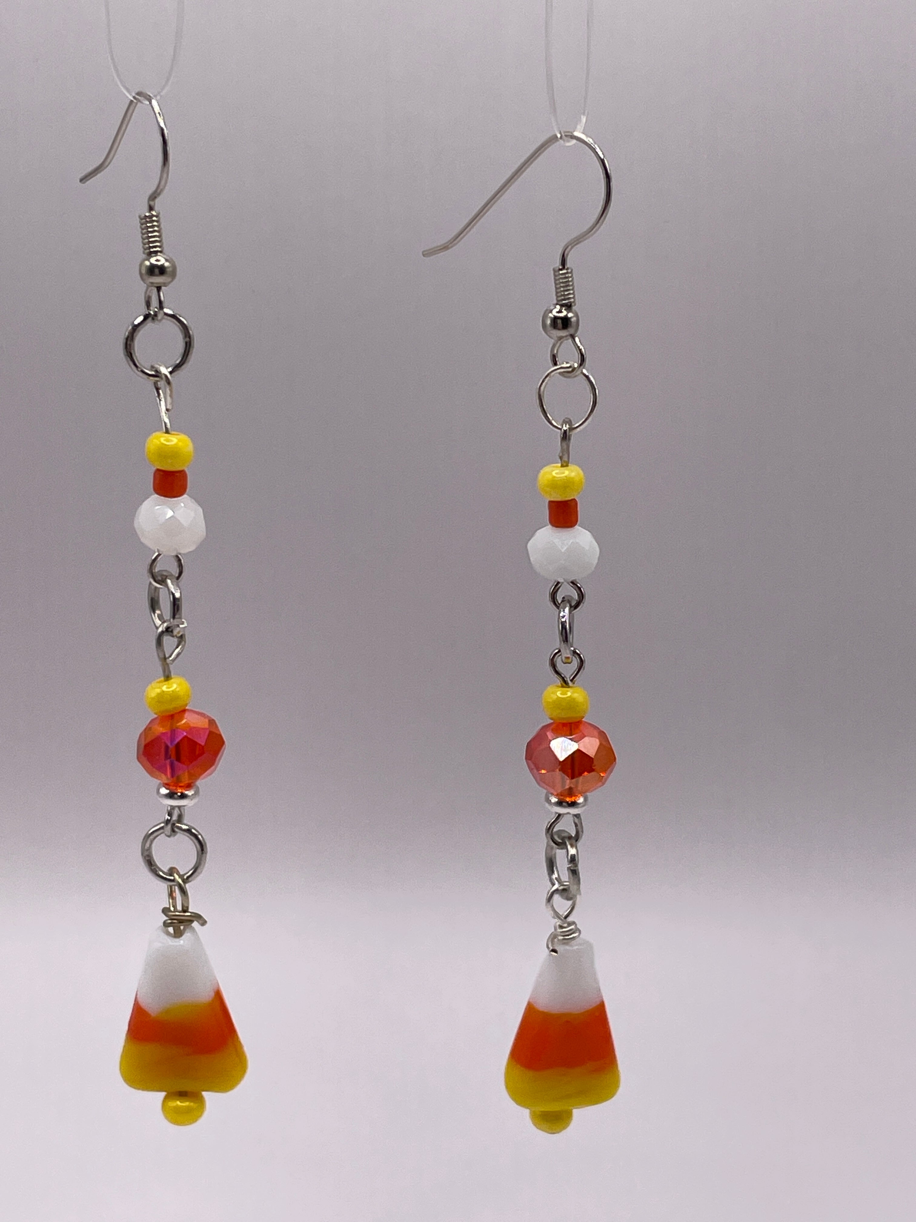 Candy Corn Bead Earrings PAIR (Style B)